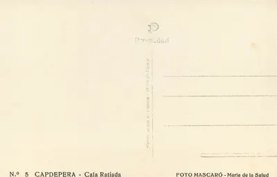 Capdepera - Cala Ratjada — vista panorâmica — FOTO MASCARÓ - Maria de la Salud, N° 5 — Verso