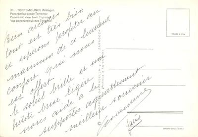 Torremolinos (Málaga) — Widok panoramiczny — Wydawca COBAS & CHIA, nr 31 — Rewers