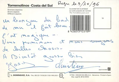 Torremolinos — Costa del Sol — Różne aspekty — FISA-ESCUDO DE ORO, S.A. — Rewers