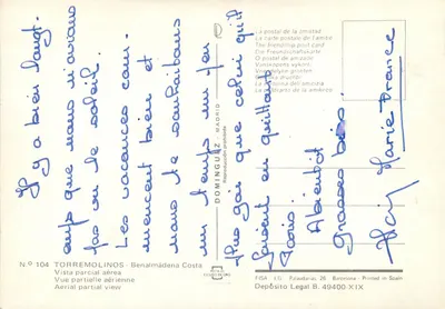 Torremolinos - Benalmádena Costa — Częściowa widok z powietrza — Dominguez - Madrid — Rewers