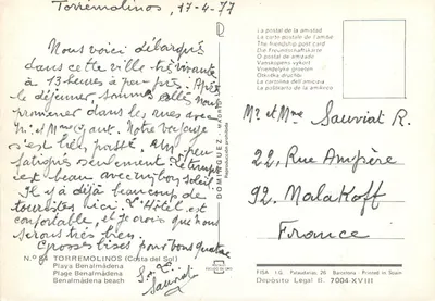 Torremolinos — plaża Benalmádena — FISA I.G. Palaudarias, 26, Barcelona — Rewers