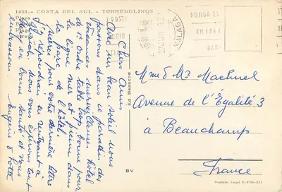 Costa del Sol - Torremolinos — plaża — wyd. Beascoa n°1439 — Rewers