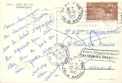 Torremolinos — widok ulicy i palmierników — wydawca Rucca — Rewers