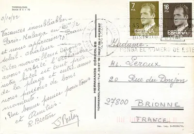 Torremolinos — widok plaży, basenu i ulicy — wydawca Orpex 1970 — Rewers