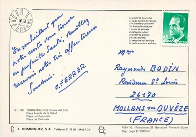 Torremolinos — plaża i miasto — wydawca L. Dominguez, S.A. nr 100 — Rewers