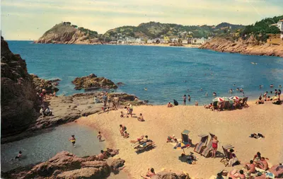 Costa Brava - Tossa de Mar — detalhe da praia — Fotocromo Zamacrom, série 3, n° 2