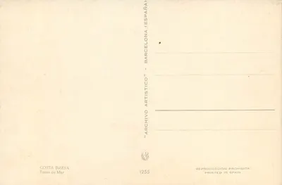 Tossa de Mar — Costa Brava — Archivo Artístico — Verso