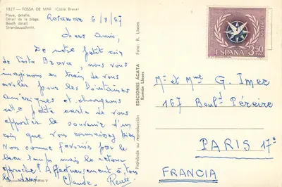 Cala Gibrarola — praia de Tossa de Mar (Costa Brava) — Éditions Ágata, n° 167 — Verso