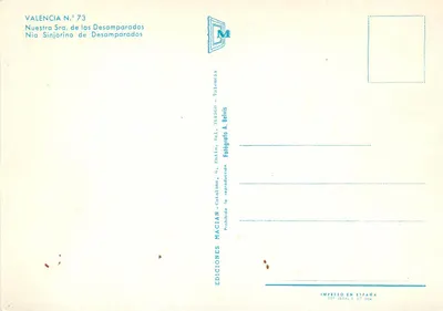 Nuestra Señora de los Desamparados — Valência — Editor Macian — Verso