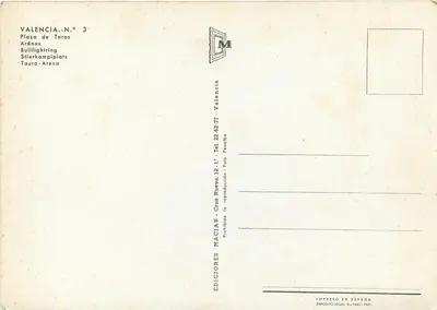 Plac Areny w Walencji — Wydawca Macian, seria N°3 — Rewers