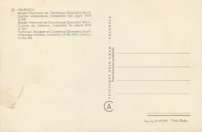 Cozinha valenciana — transição do século XVIII para o século XIX — Museu Nacional de Cerâmica González Martí, Valência — Verso