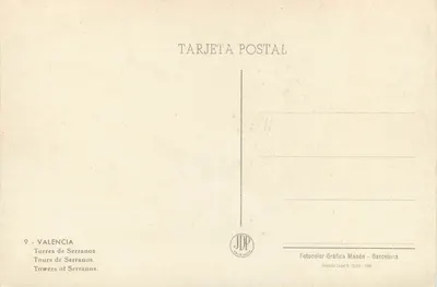 Torres de Serranos — Valência — Fotocolor Gráfica Manén — Verso