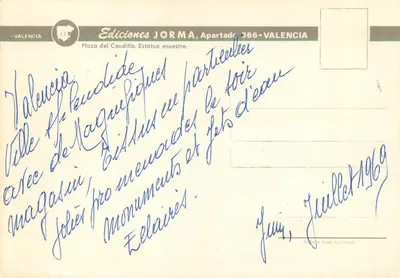 Valência — Torres de Serranos e Praça do Caudillo — Edições JORMA — Verso
