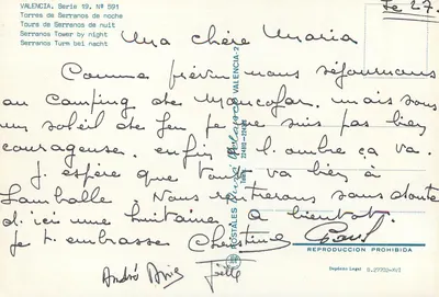 Torres de Serranos de noche — Valência, Série 19, N° 591 — Verso