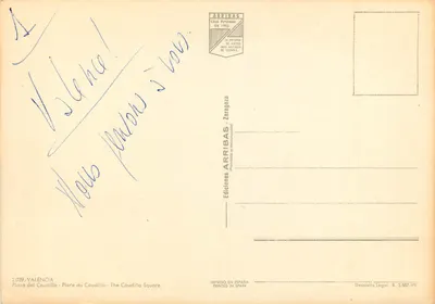 Plaza del Caudillo — Valência — Éditions Arribas — Verso