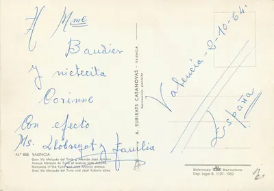 València — Aleja Marqués del Turia i aleja Josep Antoni — A. Subirats Casanovas, nr 858 — Rewers