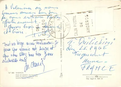 Barcelona — Palácio Municipal e edifício Telefunken — Edições OISO, n° 882 — Verso