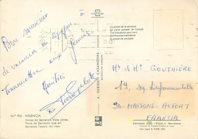 Torres de Serranos — Widok z powietrza — wydawca A. Subirats Casanovas, nr 916 — Rewers