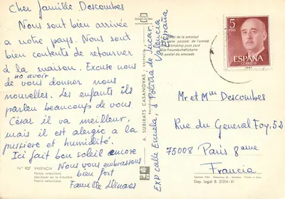 Valência — Cenas locais e gastronomia — Editor A. Subirats Casanovas, N° 937 — Verso