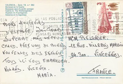 Barracas w huertie — Walencja — seria 19, nr 382 — Rewers