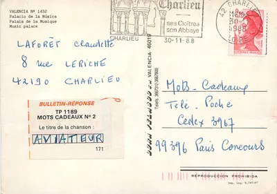 Palácio da Música — Valência — editor Charlieu, n° 1432 — Verso
