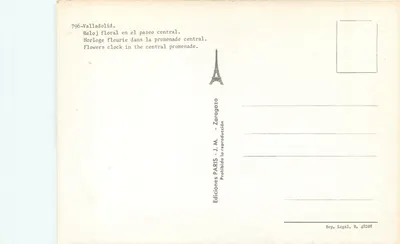 Valladolid — Kwiatowa zegarowa wieża w centrum — Wydawnictwo J.M. Paris — Rewers