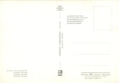 Avenida Zorrilla — Valencja — Wydawca Subirats Casanovas, n° 20 — Rewers