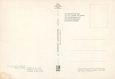 Fonte da Renome — Campo Grande — Valladolid — A. Subirats Casanovas — Verso