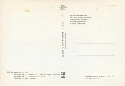Pergola de la Fuente del Cisne (Campo Grande) — Valladolid — Editor Subirats Casanovas, n° 49 — Verso
