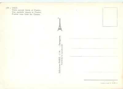 Vigo — Vista parcial desde el Castro — Ediciones J.M. Zaragoza — Reverso