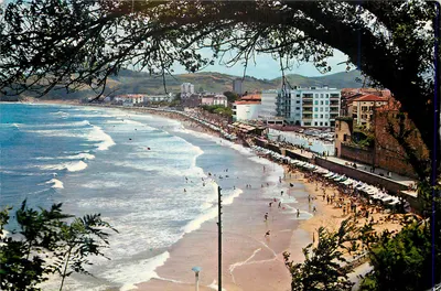 Zarautz — A praia — Foto - Caja Postal