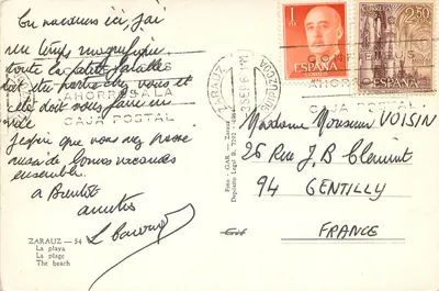 Zarautz — A praia — Foto - Caja Postal — Verso