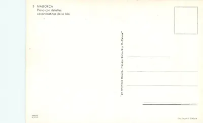 Mallorca — ilustrowana karta pocztowa z szczegółami turystycznymi — Gráficas Bauza-Pasaje — Rewers