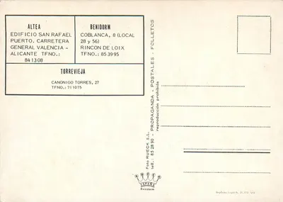 Vista de Puerto de Altea — Criations Antilope — Editor RUECK S.L. (Benidorm) — Verso