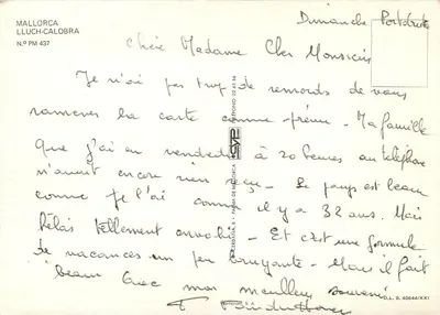Mallorca — Carte postale turística com mapa rodoviário — editada por PAMMA DE MALLORCA — Verso