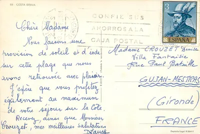 Costa Brava — vista panorâmica e paisagens — editor não visível, n° de série 89 — Verso