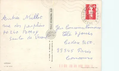 Gérona — Carta postal turística com mapa detalhado e vistas de cidades — Editor: Postales Internacionales Color — Verso