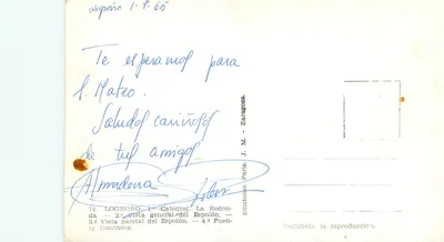 Logroño — vista da catedral, da plaza del Espolón e da fonte iluminada — Edições J.M. Zaragoza, n° 72 — Verso