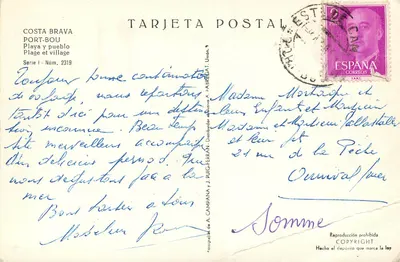 Port-Bou — Plaża i wieś — Tarjeta Postal, seria I, nr 2319 — Rewers