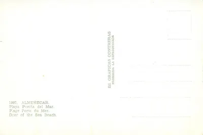 Playa Puerta del Mar — Almuñécar — Éd. Gráficas Contreras, n° 1007 — Verso