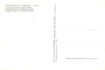 Bilhete postal moderno Hotel Rocamar Cadaques C Terrasse do Hotel Rocamar Grande — Verso