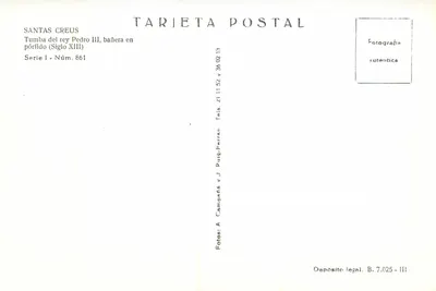 Tumba do rei Pedro III — banheira em mármore (século XI) — SANTAS CREUS, Série I, N° 861 — Verso