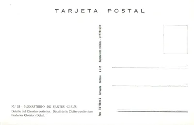 Klasztor Santes Creus — szczegół klasztoru tylnego — zdjęcie Raymond, Tarragona, nr 33 — Rewers