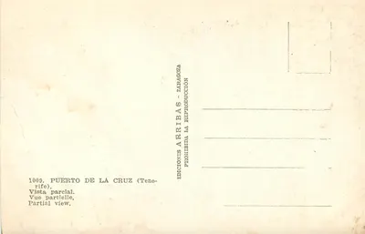 Puerto de la Cruz (Tenerife) — widok częściowy — Wydawnictwo Arribas — Zaragoza, nr 1009 — Rewers
