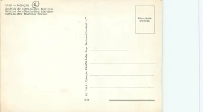 Monção — Statua Deu-la-Deu Martins — Wyd. S.N.I. - Druk. Bertrand — Rewers