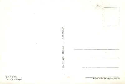 Visão da rua principal de Daroca — editor Edições Sicilia, Zaragoza — Verso