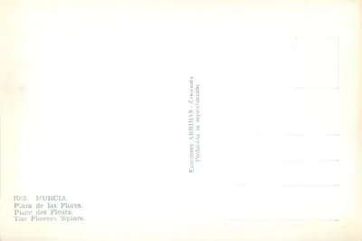 Murcia — Plaza de las Flores — Edições ARRIIBAS - Zaragoza, n° 1095 — Verso