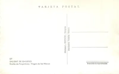 Ermita de Respomuso — Virgen de las Nieves — Éditions L. Montañés, Zaragoza — Verso