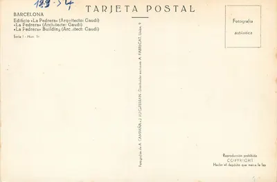 La Pedrera — Barcelona — Wydawca A. FABREGAT, seria 1, nr 11 — Rewers