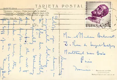 Tibidabo - Atalaya — Częściowy widok miasta — Wydawca A. Parega, seria 38 — Rewers